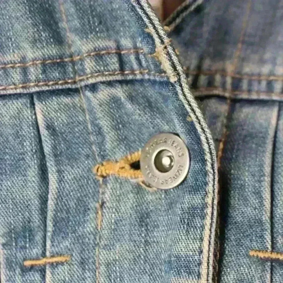 VINTAGE 90s Liz Claiborne Jean Faux Fur Cuff Collar Chore Trucker Coat Women XL - Picture 10 of 16